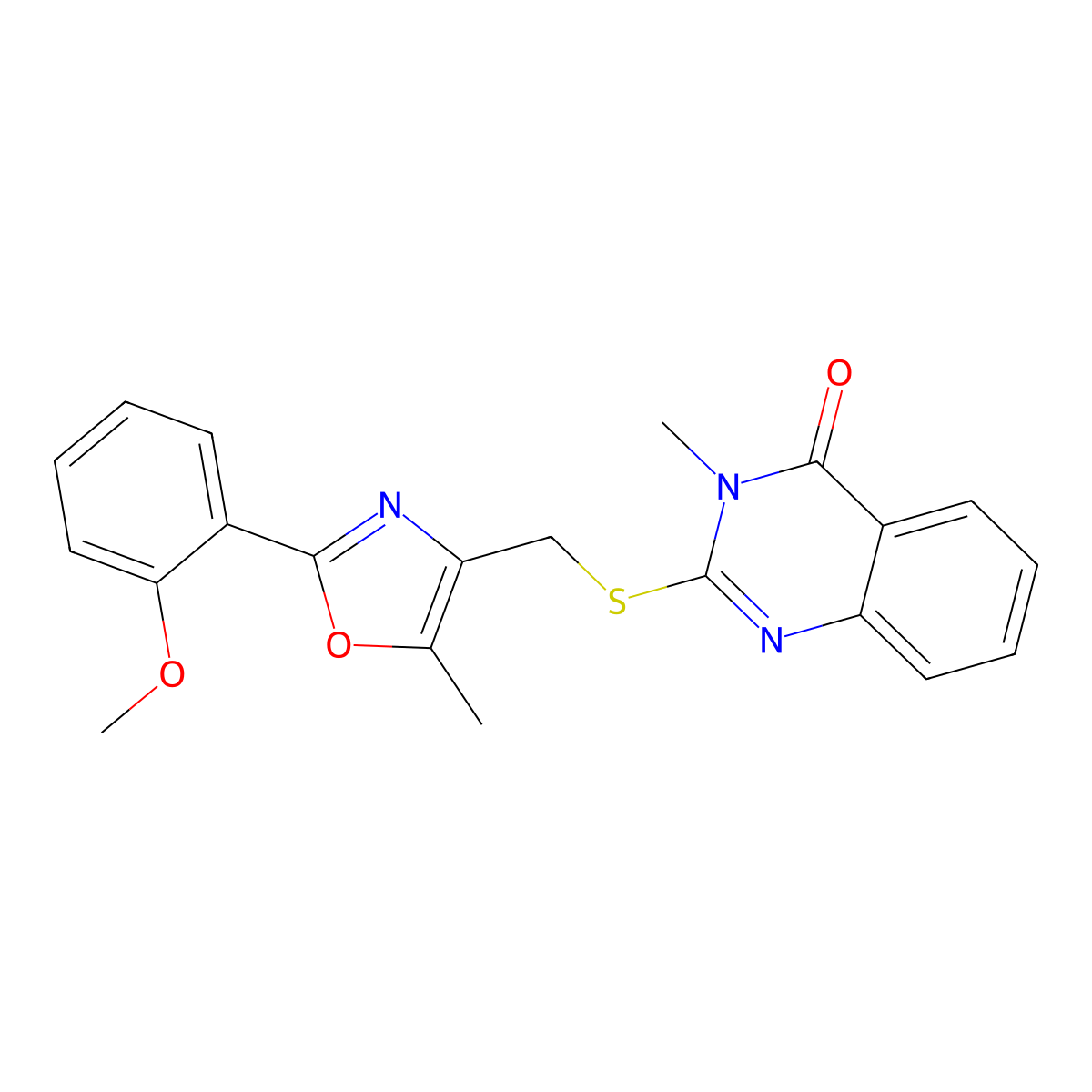2-({[2-(2-Methoxyphenyl)-5-methyl-1,3-oxazol-4-yl]methyl}sulfanyl)-3-methyl-3,4-dihydroquinazolin-4-one molecular structure, CAS 1021222-13-8