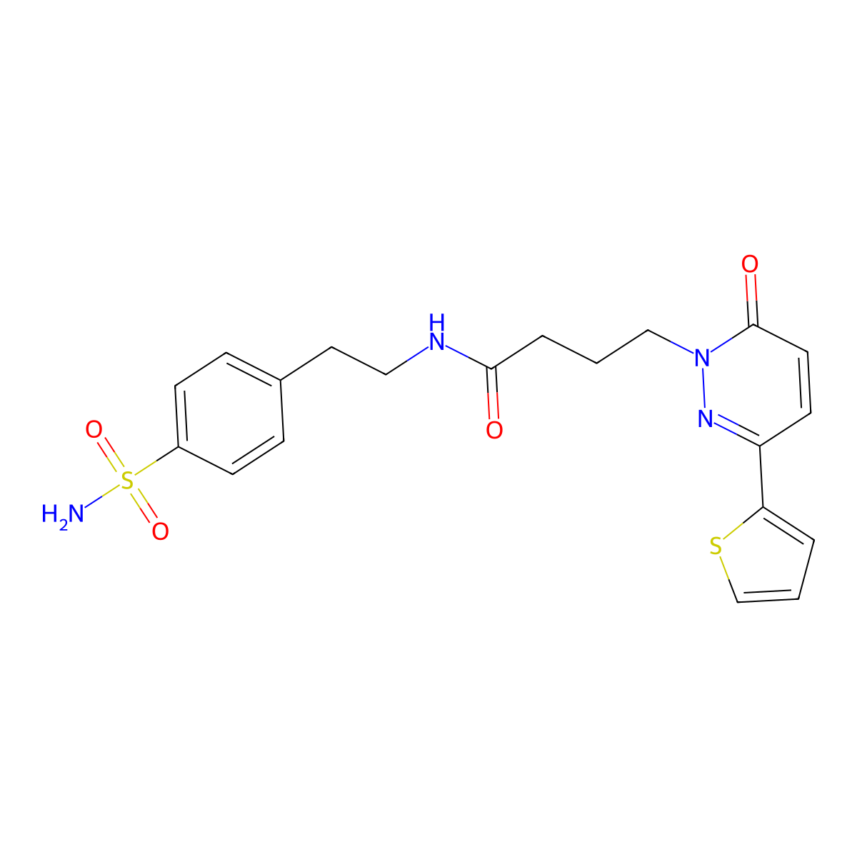 4-(6-oxo-3-(thiophen-2-yl)pyridazin-1(6H)-yl)-N-(4-sulfamoylphenethyl)butanamide molecular structure, CAS 1021222-17-2