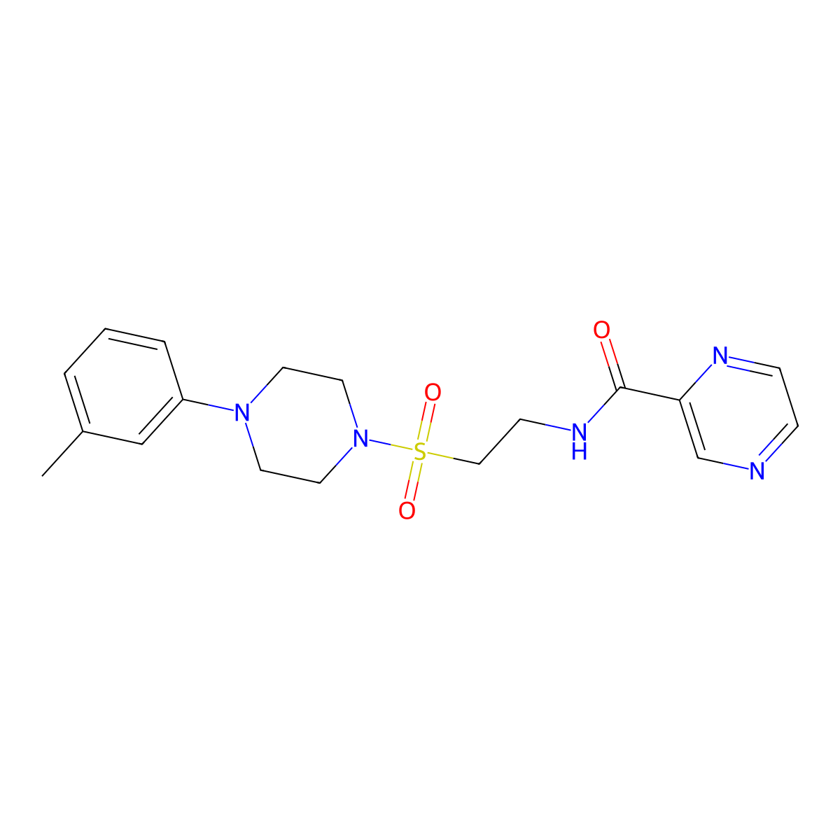 N-(2-{[4-(3-methylphenyl)piperazin-1-yl]sulfonyl}ethyl)pyrazine-2-carboxamide molecular structure, CAS 1021222-22-9