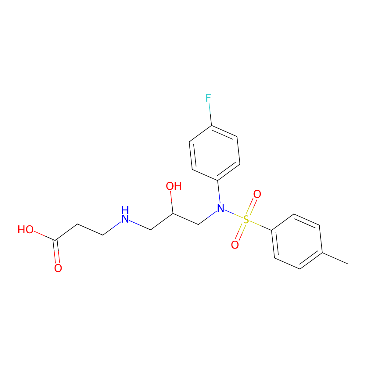 3-({3-[N-(4-fluorophenyl)4-methylbenzenesulfonamido]-2-hydroxypropyl}amino)propanoic acid molecular structure, CAS 1021222-24-1