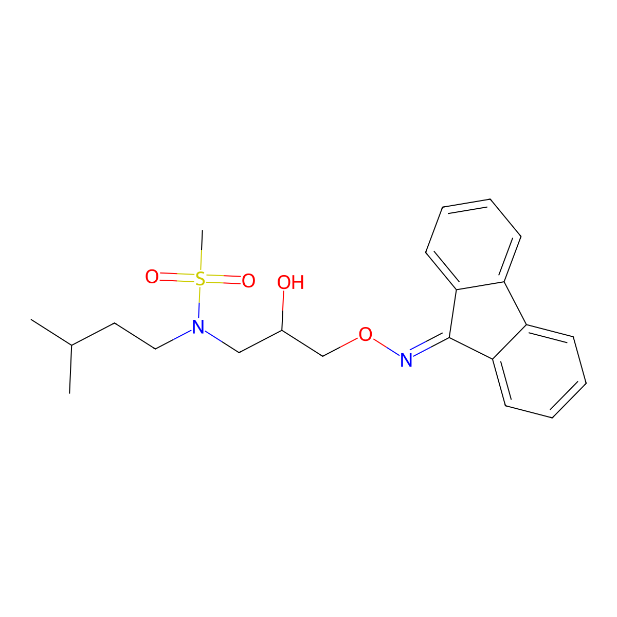 N-(3-(((9H-fluoren-9-ylidene)amino)oxy)-2-hydroxypropyl)-N-isopentylmethanesulfonamide molecular structure, CAS 1021222-27-4