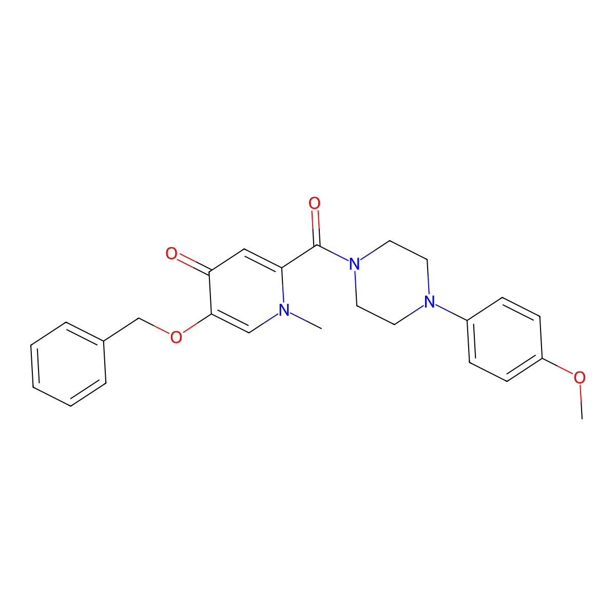 5-(benzyloxy)-2-(4-(4-methoxyphenyl)piperazine-1-carbonyl)-1-methylpyridin-4(1H)-one molecular structure, CAS 1021222-30-9