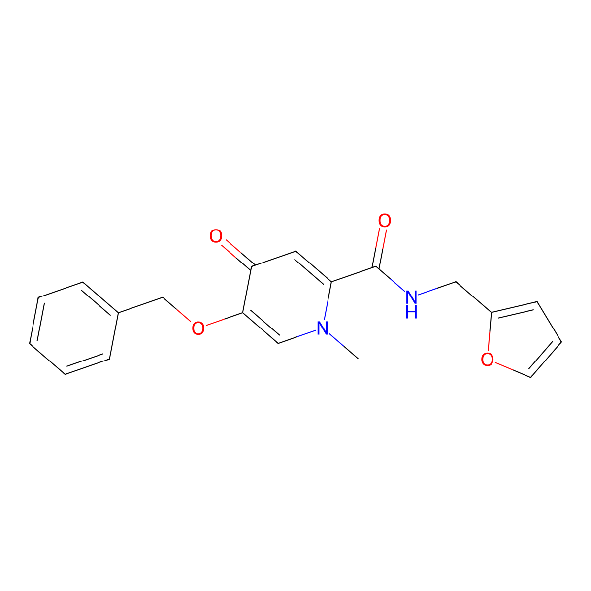 5-(benzyloxy)-N-(furan-2-ylmethyl)-1-methyl-4-oxo-1,4-dihydropyridine-2-carboxamide molecular structure, CAS 1021222-36-5