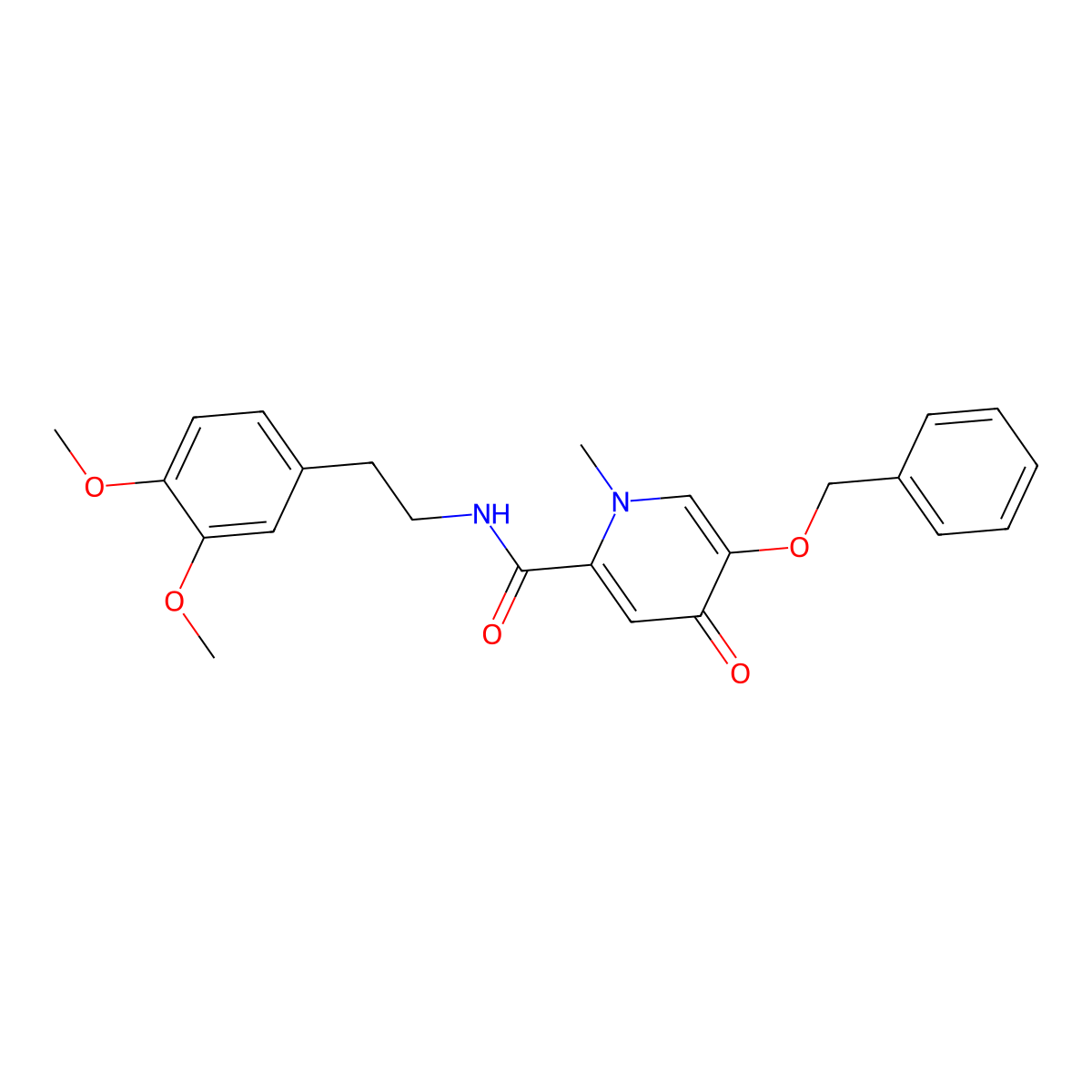 5-(benzyloxy)-N-(3,4-dimethoxyphenethyl)-1-methyl-4-oxo-1,4-dihydropyridine-2-carboxamide molecular structure, CAS 1021222-38-7