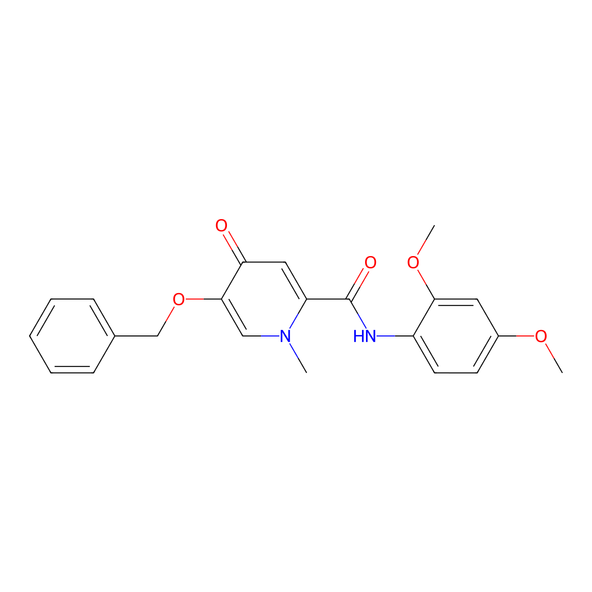 5-(benzyloxy)-N-(2,4-dimethoxyphenyl)-1-methyl-4-oxo-1,4-dihydropyridine-2-carboxamide molecular structure, CAS 1021222-43-4