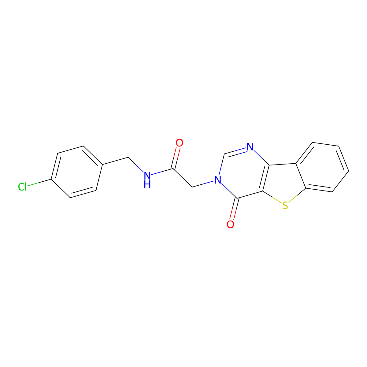 N-(4-chlorobenzyl)-2-(4-oxo[1]benzothieno[3,2-d]pyrimidin-3(4H)-yl)acetamide molecular structure, CAS 1021222-45-6