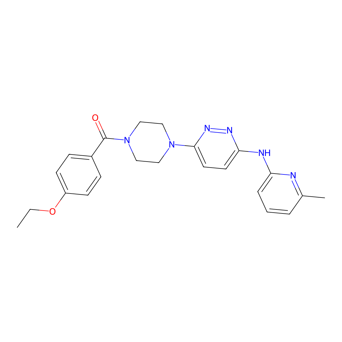 (4-Ethoxyphenyl)(4-(6-((6-methylpyridin-2-yl)amino)pyridazin-3-yl)piperazin-1-yl)methanone molecular structure, CAS 1021222-47-8