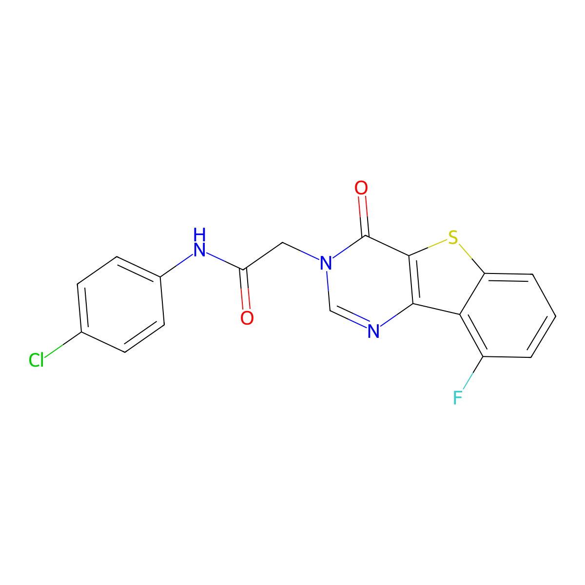 N-(4-chlorophenyl)-2-(9-fluoro-4-oxo[1]benzothieno[3,2-d]pyrimidin-3(4H)-yl)acetamide molecular structure, CAS 1021222-48-9