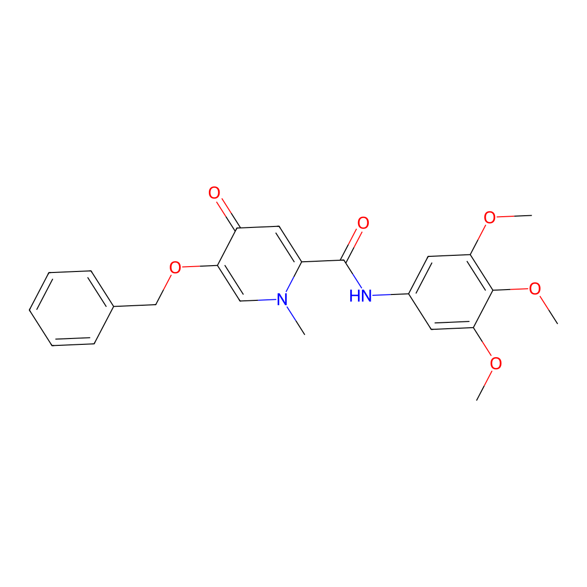 5-(benzyloxy)-1-methyl-4-oxo-N-(3,4,5-trimethoxyphenyl)-1,4-dihydropyridine-2-carboxamide molecular structure, CAS 1021222-54-7
