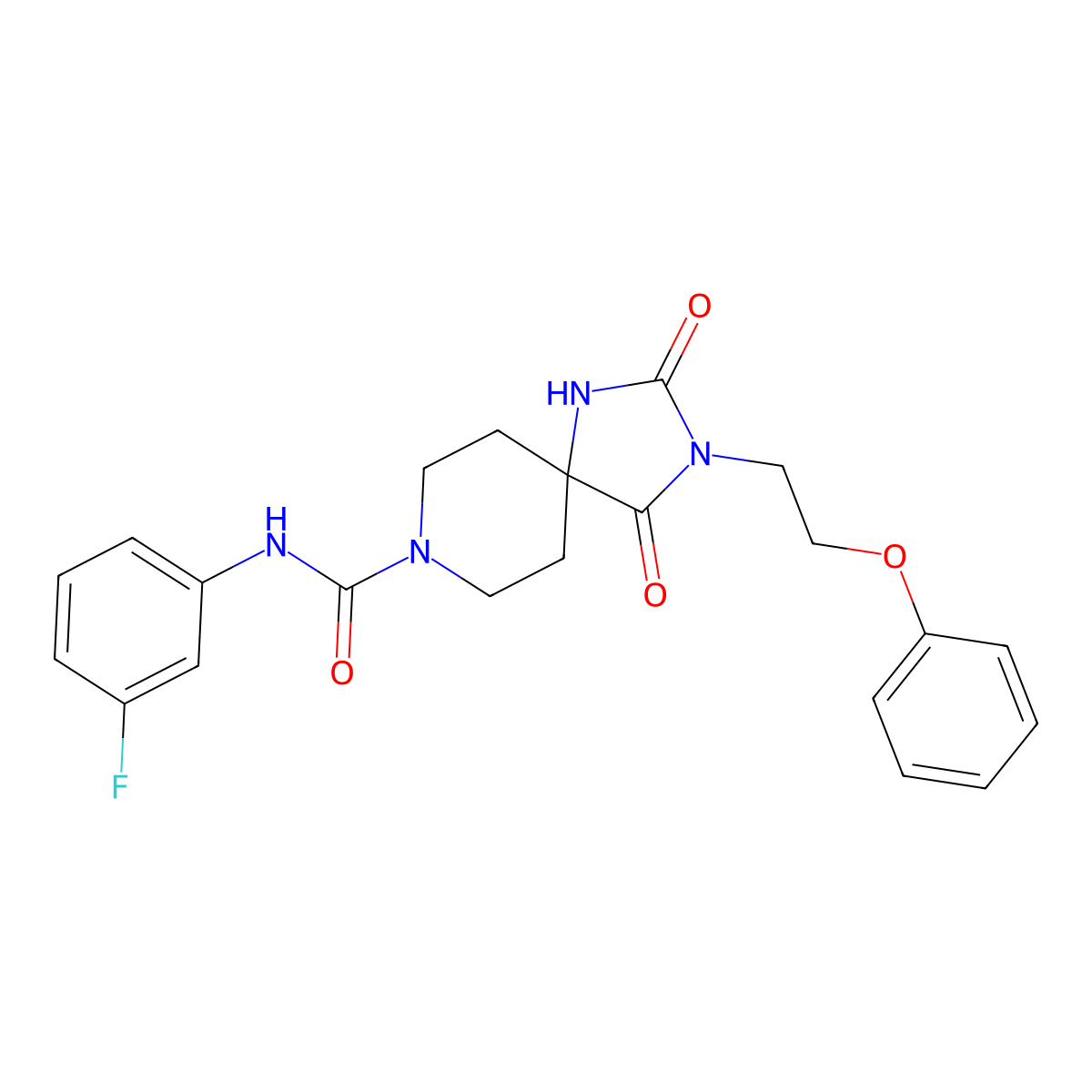 N-(3-fluorophenyl)-2,4-dioxo-3-(2-phenoxyethyl)-1,3,8-triazaspiro[4.5]decane-8-carboxamide molecular structure, CAS 1021222-55-8