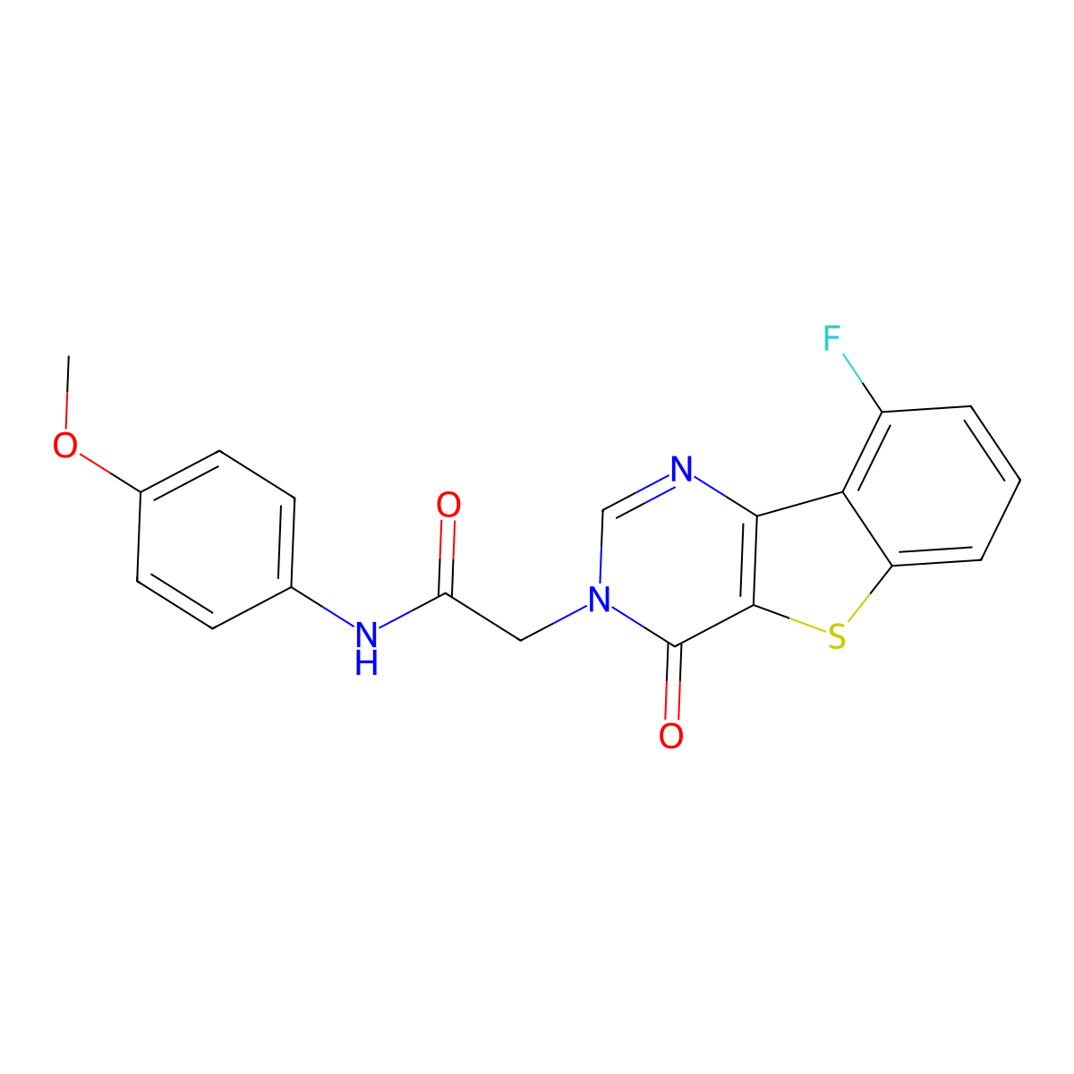 2-(9-fluoro-4-oxo[1]benzothieno[3,2-d]pyrimidin-3(4H)-yl)-N-(4-methoxyphenyl)acetamide molecular structure, CAS 1021222-56-9