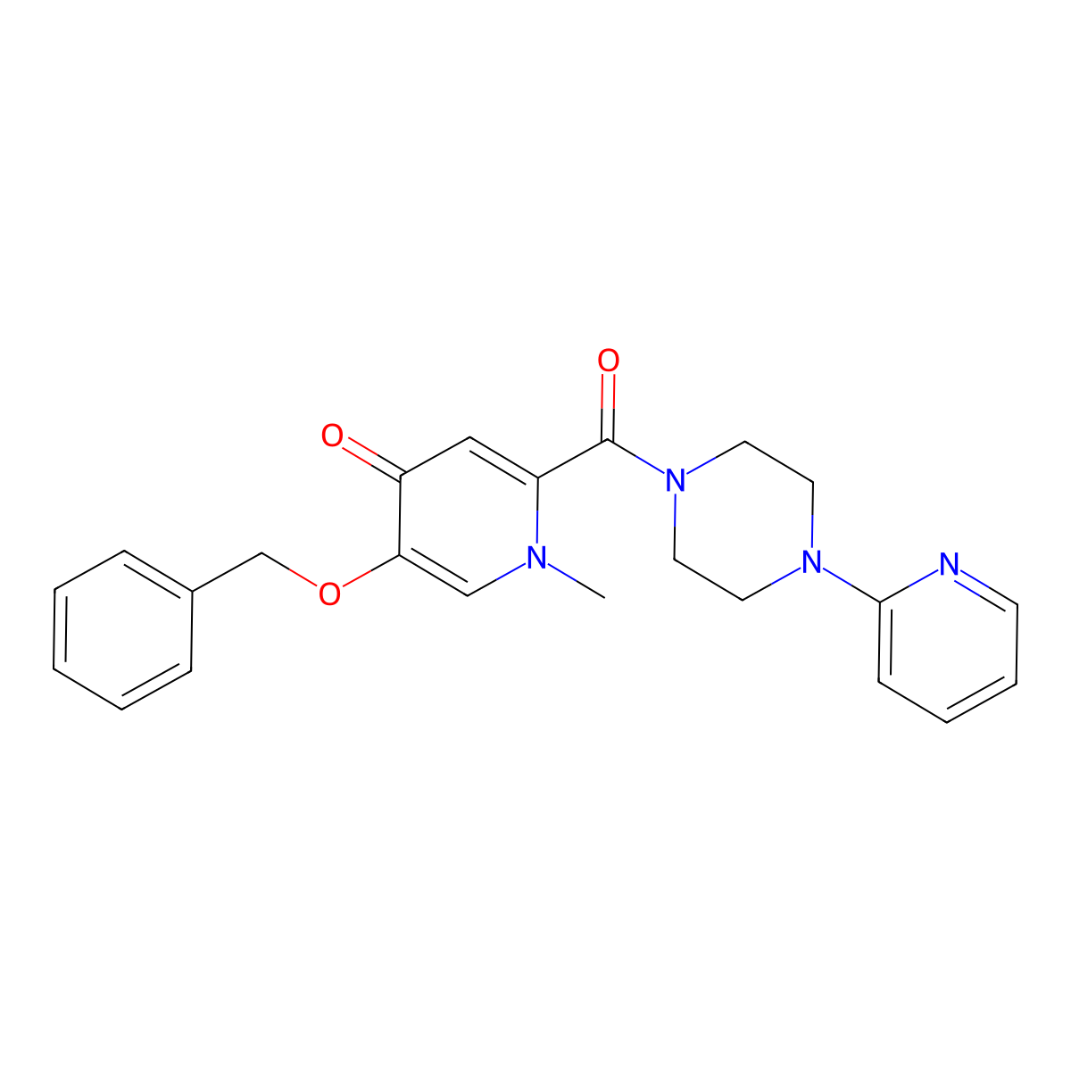 5-(benzyloxy)-1-methyl-2-(4-(pyridin-2-yl)piperazine-1-carbonyl)pyridin-4(1H)-one molecular structure, CAS 1021222-57-0