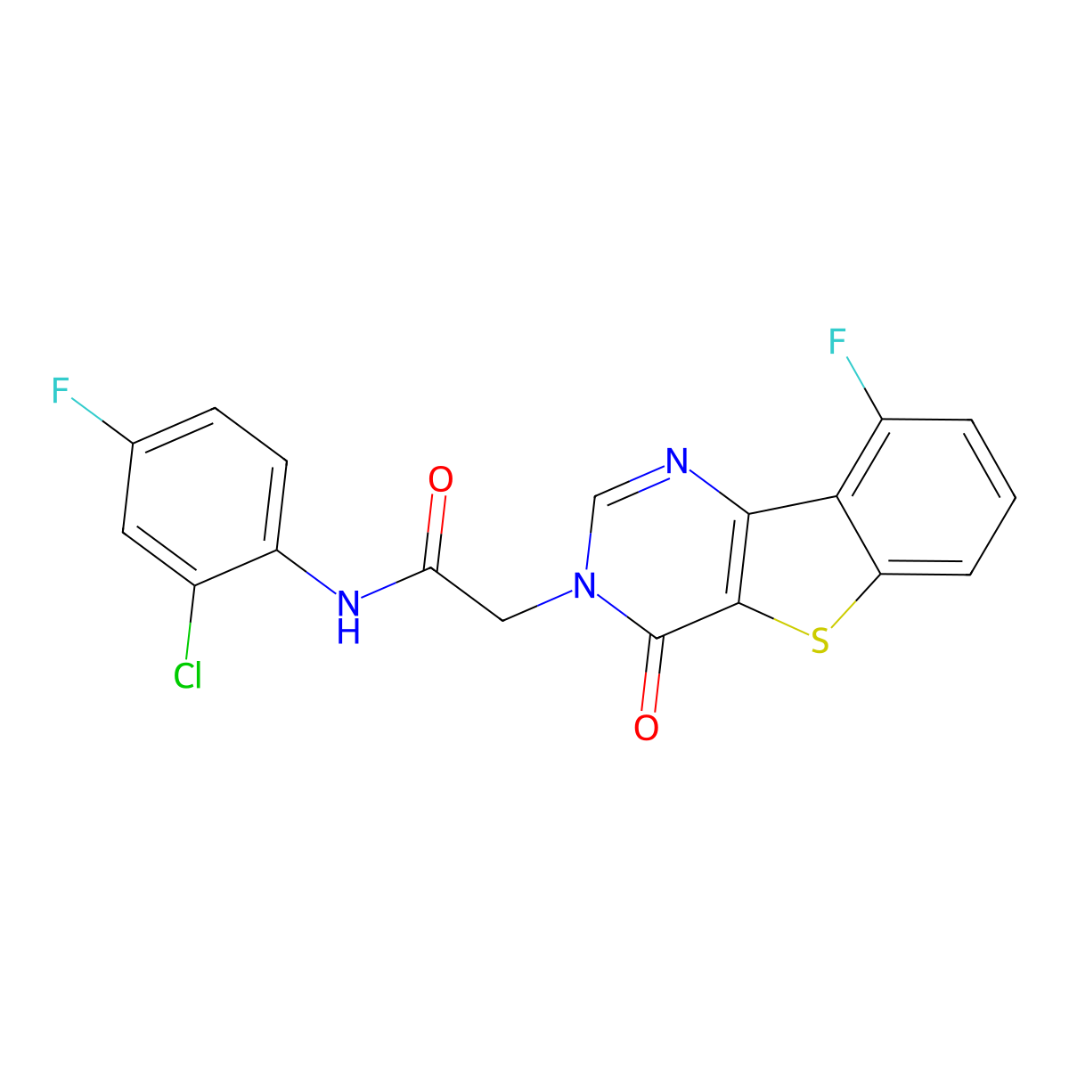 N-(2-chloro-4-fluorophenyl)-2-(9-fluoro-4-oxo[1]benzothieno[3,2-d]pyrimidin-3(4H)-yl)acetamide molecular structure, CAS 1021222-62-7