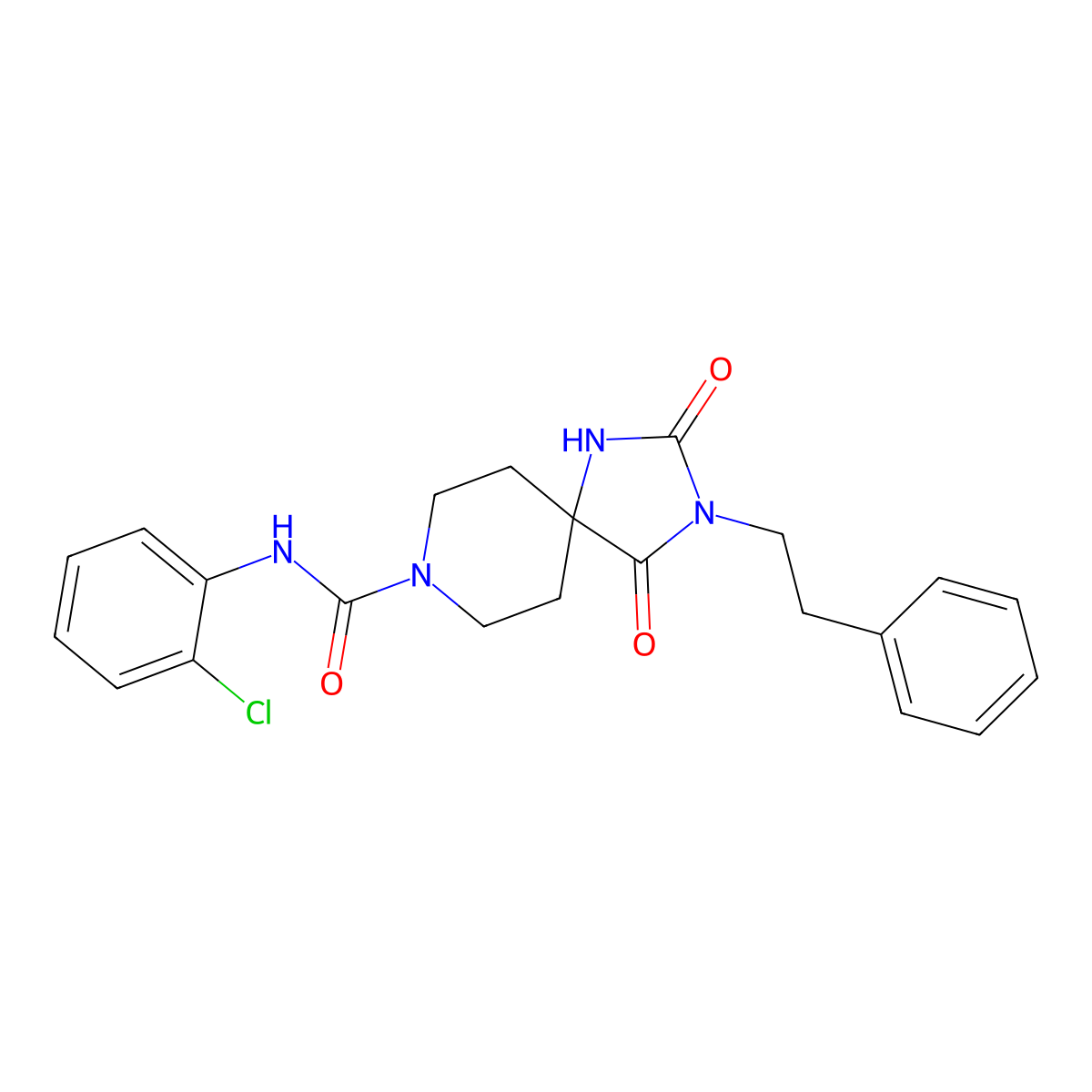 N-(2-chlorophenyl)-2,4-dioxo-3-phenethyl-1,3,8-triazaspiro[4.5]decane-8-carboxamide molecular structure, CAS 1021222-64-9