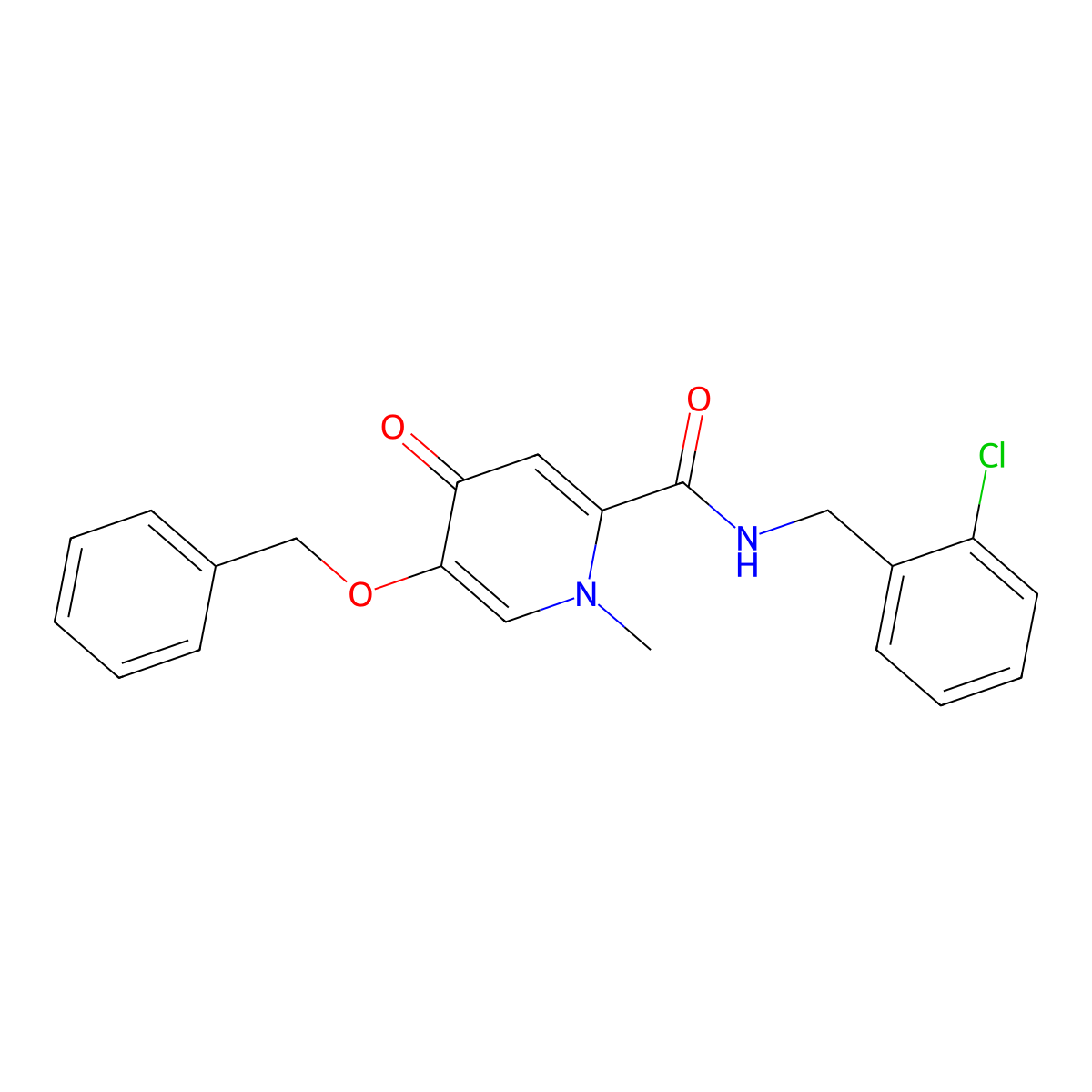 5-(benzyloxy)-N-(2-chlorobenzyl)-1-methyl-4-oxo-1,4-dihydropyridine-2-carboxamide molecular structure, CAS 1021222-67-2