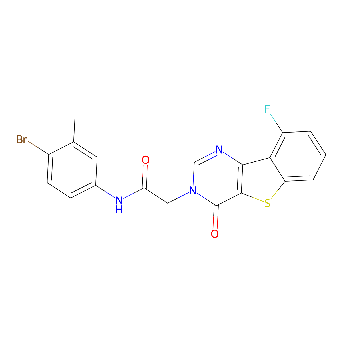 N-(4-bromo-3-methylphenyl)-2-(9-fluoro-4-oxo[1]benzothieno[3,2-d]pyrimidin-3(4H)-yl)acetamide molecular structure, CAS 1021222-69-4