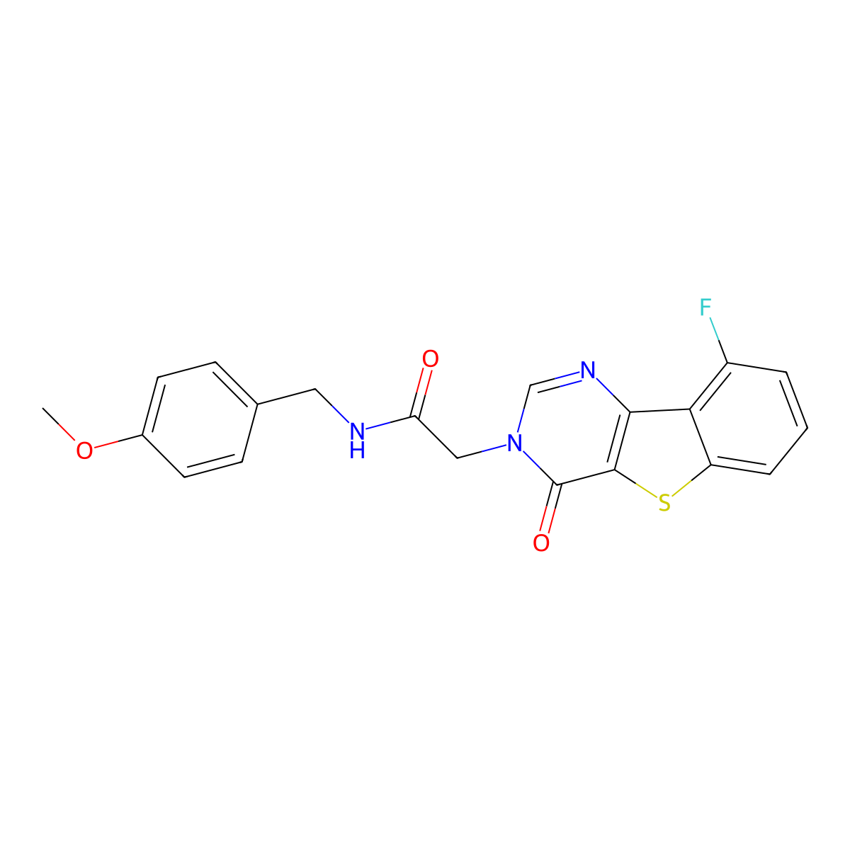 2-(9-fluoro-4-oxo[1]benzothieno[3,2-d]pyrimidin-3(4H)-yl)-N-(4-methoxybenzyl)acetamide molecular structure, CAS 1021222-71-8