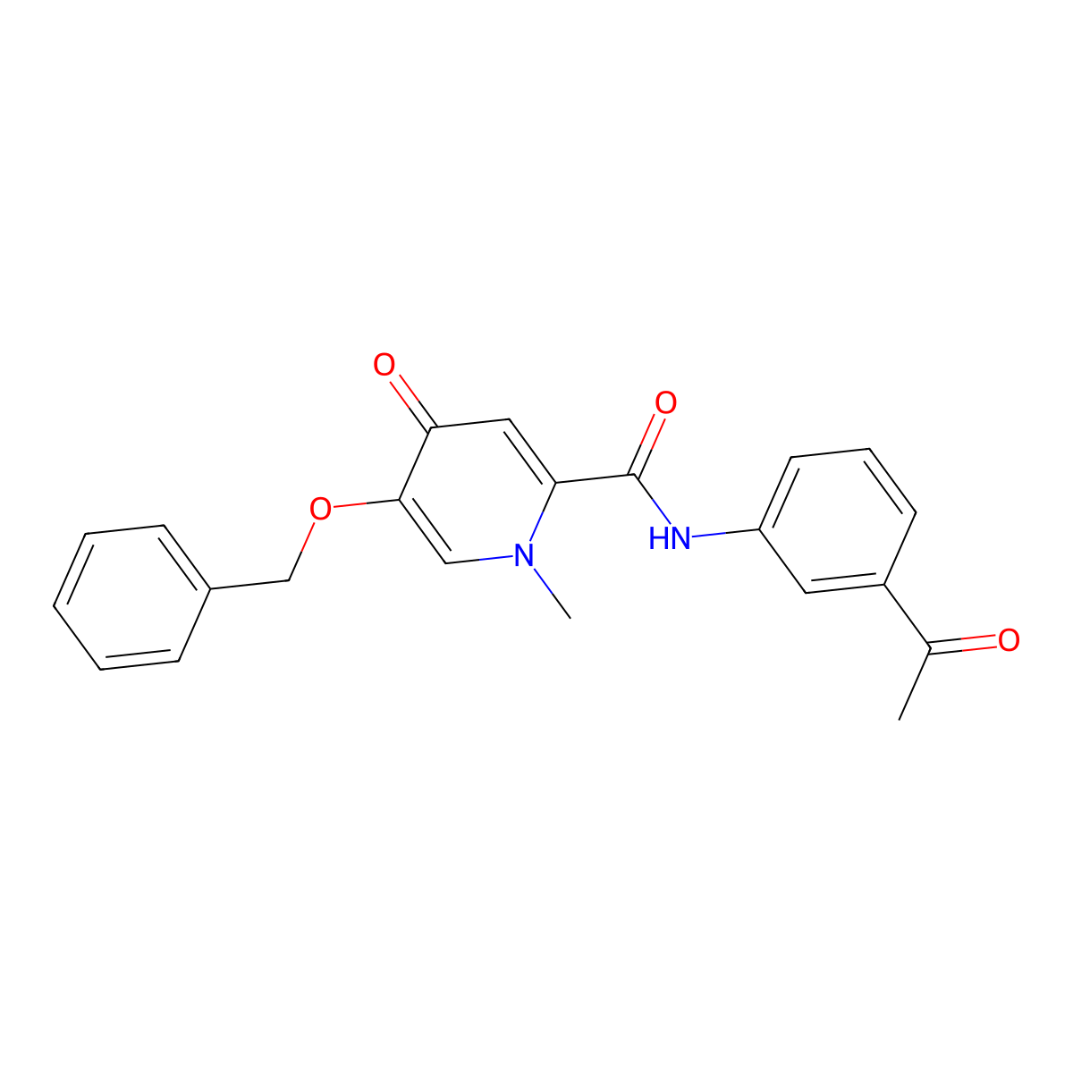 N-(3-acetylphenyl)-5-(benzyloxy)-1-methyl-4-oxo-1,4-dihydropyridine-2-carboxamide molecular structure, CAS 1021222-72-9
