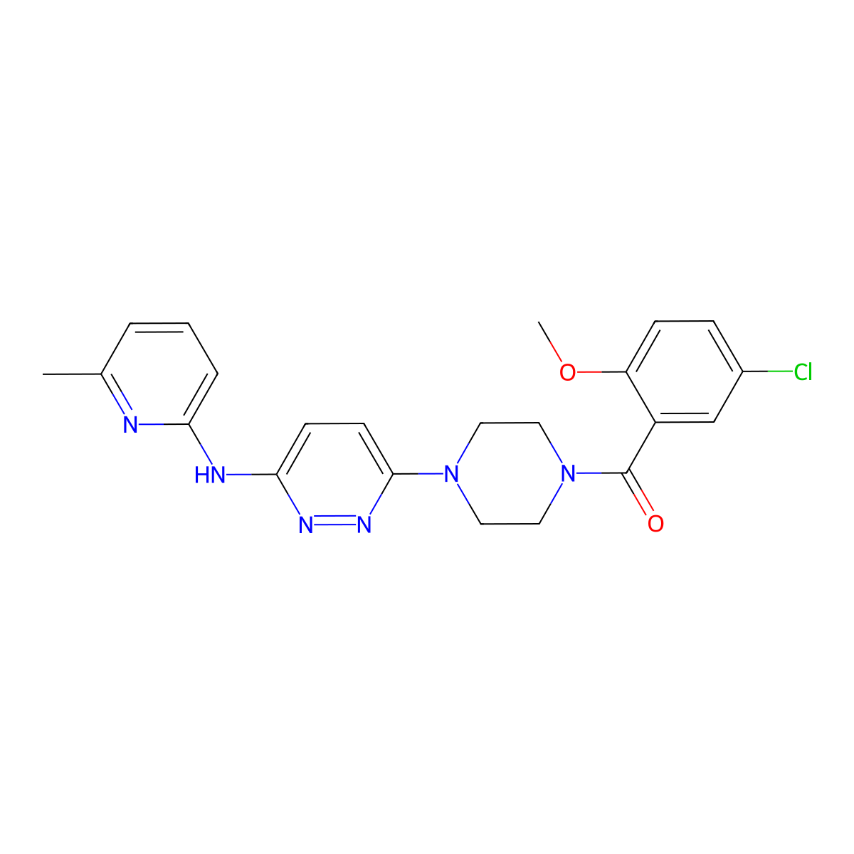 (5-Chloro-2-methoxyphenyl)(4-(6-((6-methylpyridin-2-yl)amino)pyridazin-3-yl)piperazin-1-yl)methanone molecular structure, CAS 1021222-73-0