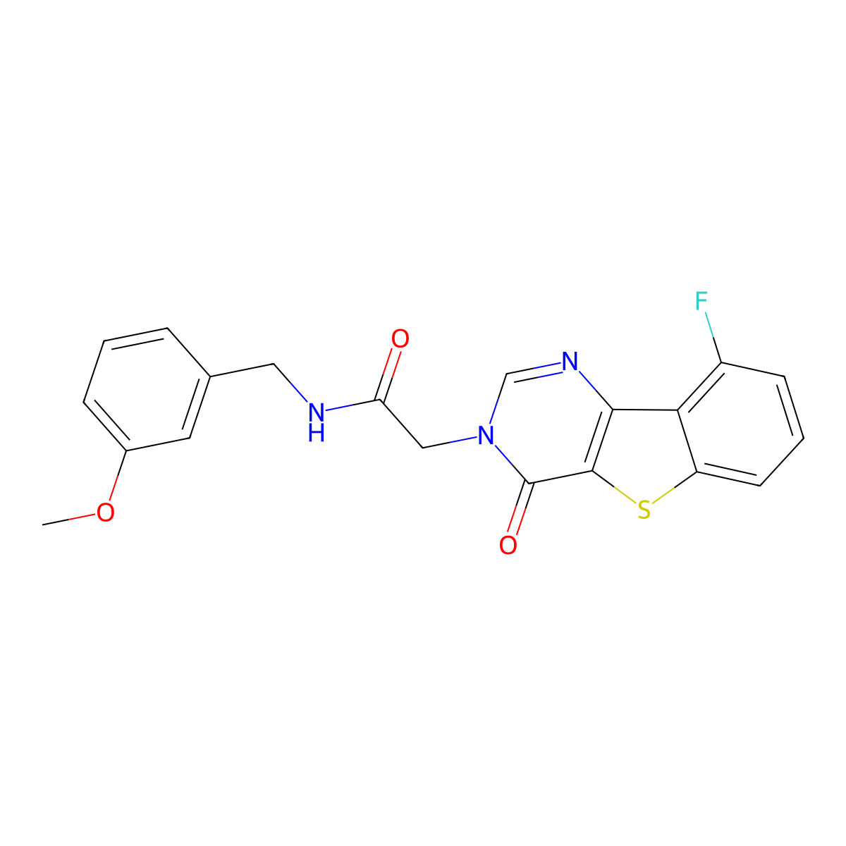 2-(9-fluoro-4-oxo[1]benzothieno[3,2-d]pyrimidin-3(4H)-yl)-N-(3-methoxybenzyl)acetamide molecular structure, CAS 1021222-74-1