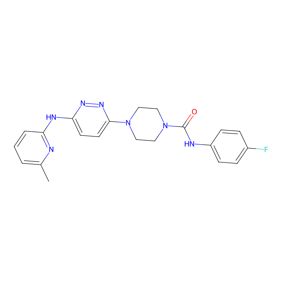 N-(4-fluorophenyl)-4-(6-((6-methylpyridin-2-yl)amino)pyridazin-3-yl)piperazine-1-carboxamide molecular structure, CAS 1021222-76-3