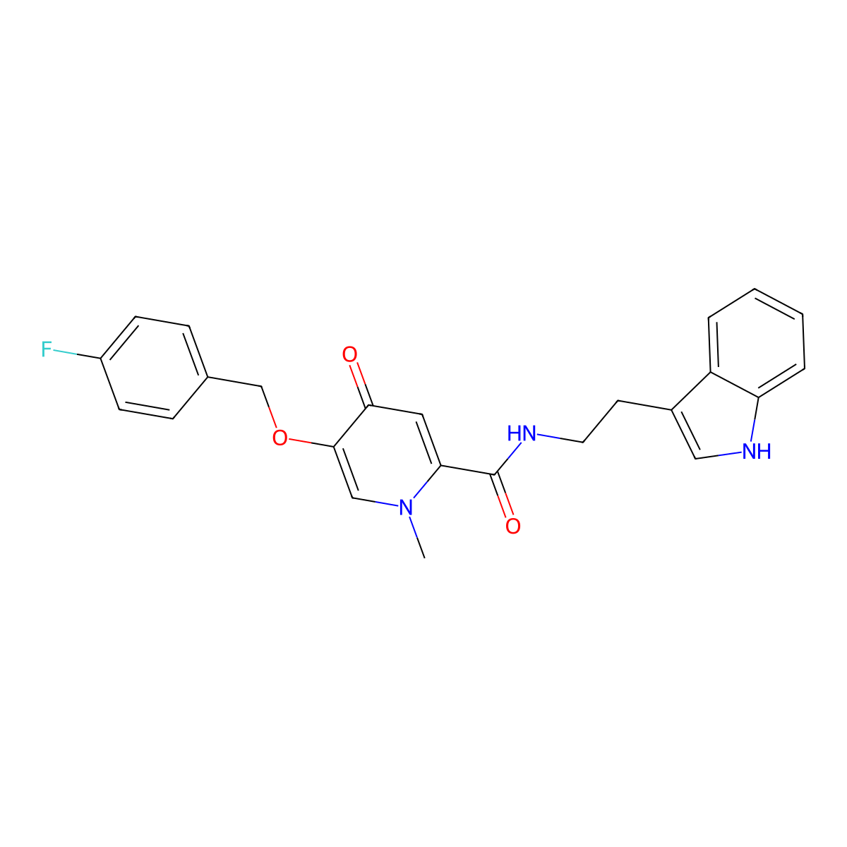 N-(2-(1H-indol-3-yl)ethyl)-5-((4-fluorobenzyl)oxy)-1-methyl-4-oxo-1,4-dihydropyridine-2-carboxamide molecular structure, CAS 1021222-78-5