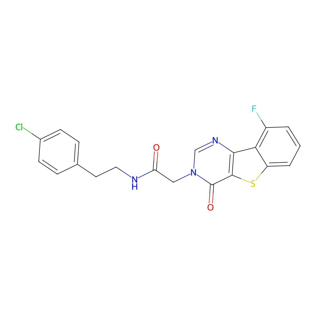 N-[2-(4-chlorophenyl)ethyl]-2-(9-fluoro-4-oxo[1]benzothieno[3,2-d]pyrimidin-3(4H)-yl)acetamide molecular structure, CAS 1021222-85-4