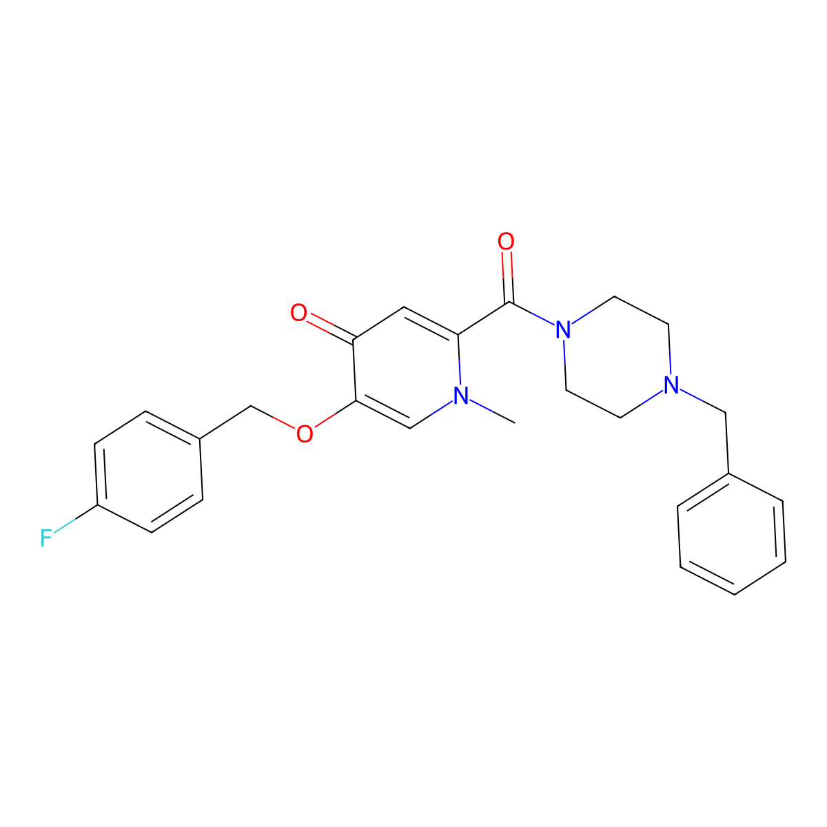 2-(4-benzylpiperazine-1-carbonyl)-5-((4-fluorobenzyl)oxy)-1-methylpyridin-4(1H)-one molecular structure, CAS 1021222-86-5