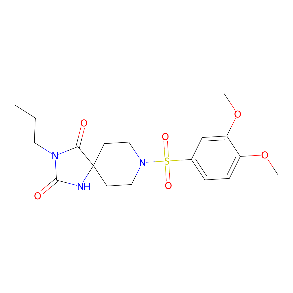 8-(3,4-Dimethoxybenzenesulfonyl)-3-propyl-1,3,8-triazaspiro[4.5]decane-2,4-dione molecular structure, CAS 1021222-91-2