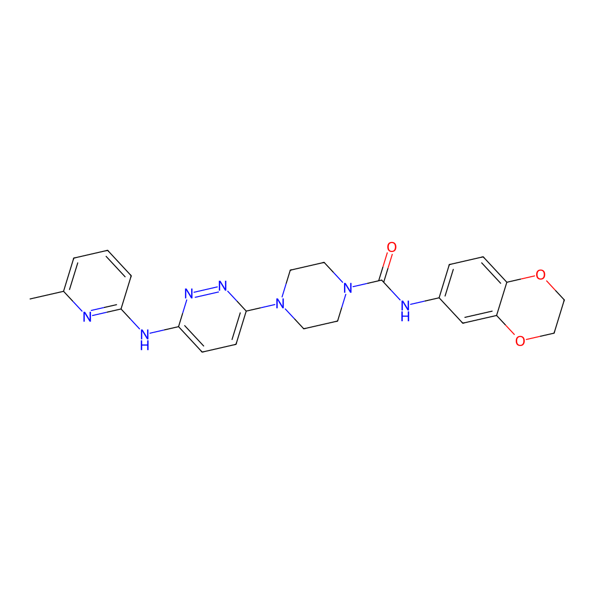 N-(2,3-dihydro-1,4-benzodioxin-6-yl)-4-{6-[(6-methylpyridin-2-yl)amino]pyridazin-3-yl}piperazine-1-carboxamide molecular structure, CAS 1021222-92-3