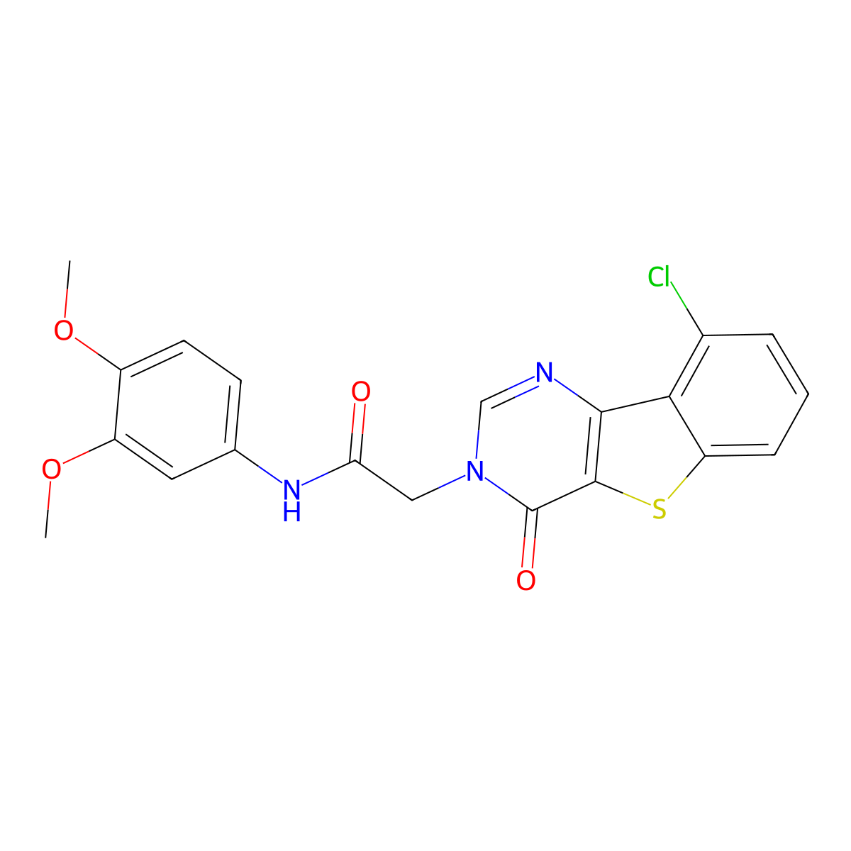 2-(9-chloro-4-oxo[1]benzothieno[3,2-d]pyrimidin-3(4H)-yl)-N-(3,4-dimethoxyphenyl)acetamide molecular structure, CAS 1021222-96-7