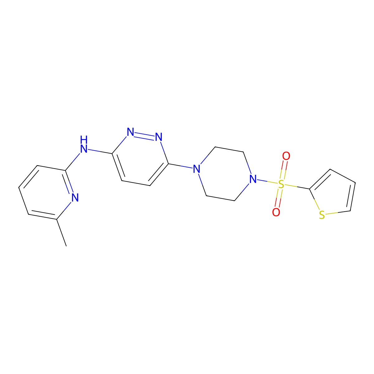 N-(6-methylpyridin-2-yl)-6-(4-(thiophen-2-ylsulfonyl)piperazin-1-yl)pyridazin-3-amine molecular structure, CAS 1021222-99-0