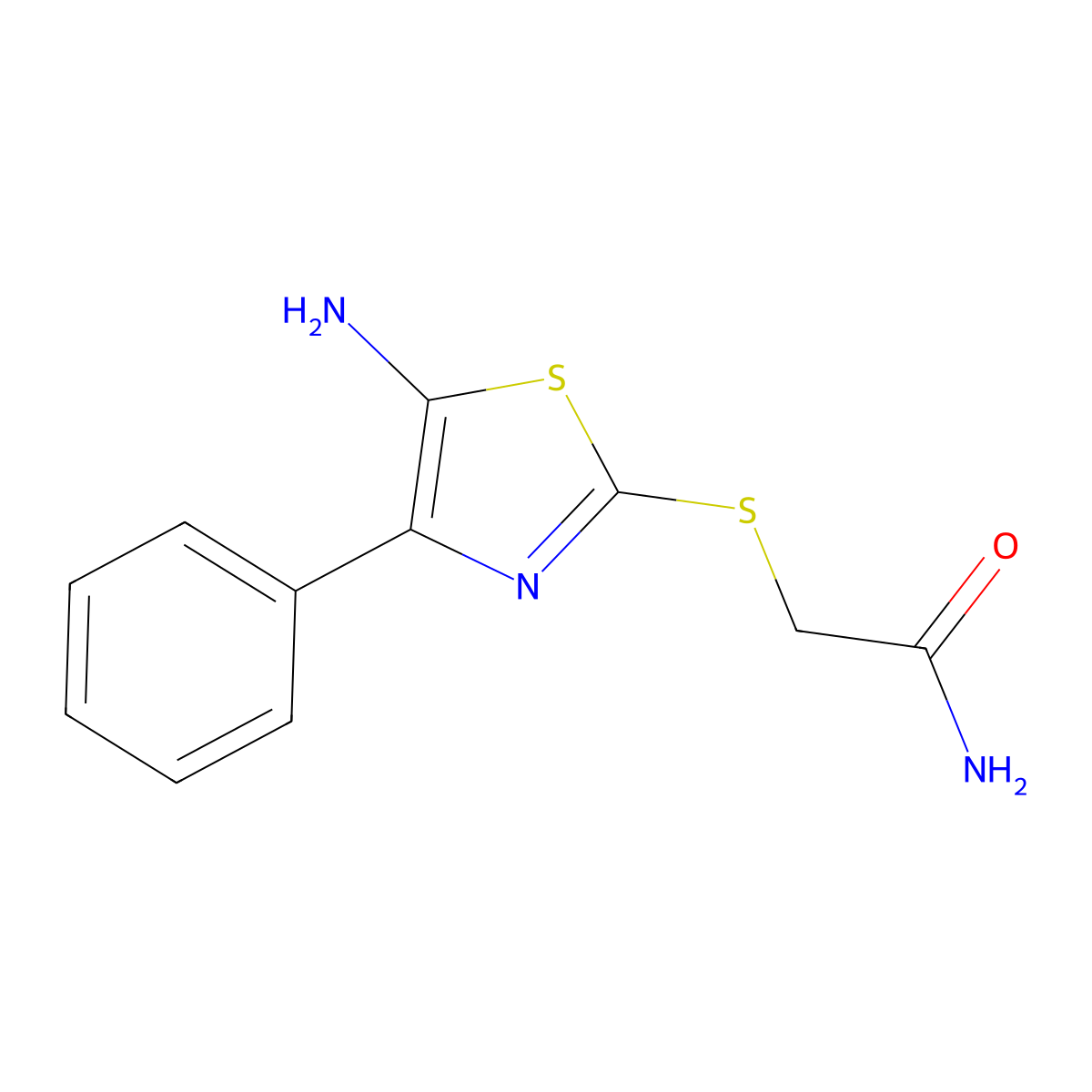 2-[(5-Amino-4-phenyl-1,3-thiazol-2-yl)thio]acetamide molecular structure, CAS 1021223-06-2