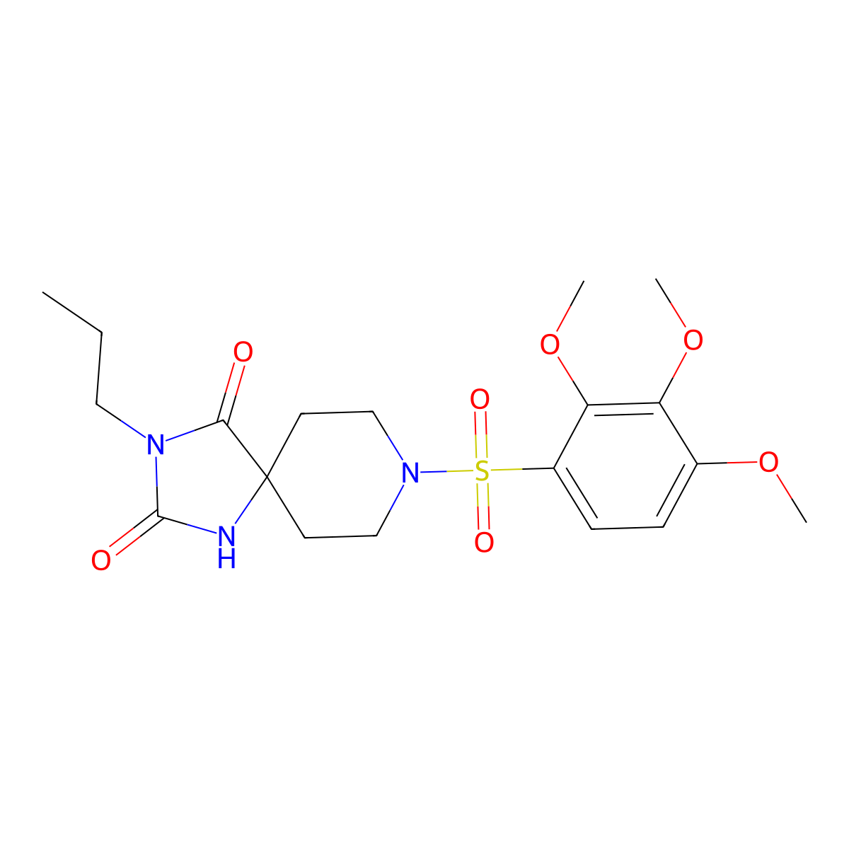 3-Propyl-8-(2,3,4-trimethoxybenzenesulfonyl)-1,3,8-triazaspiro[4.5]decane-2,4-dione molecular structure, CAS 1021223-09-5
