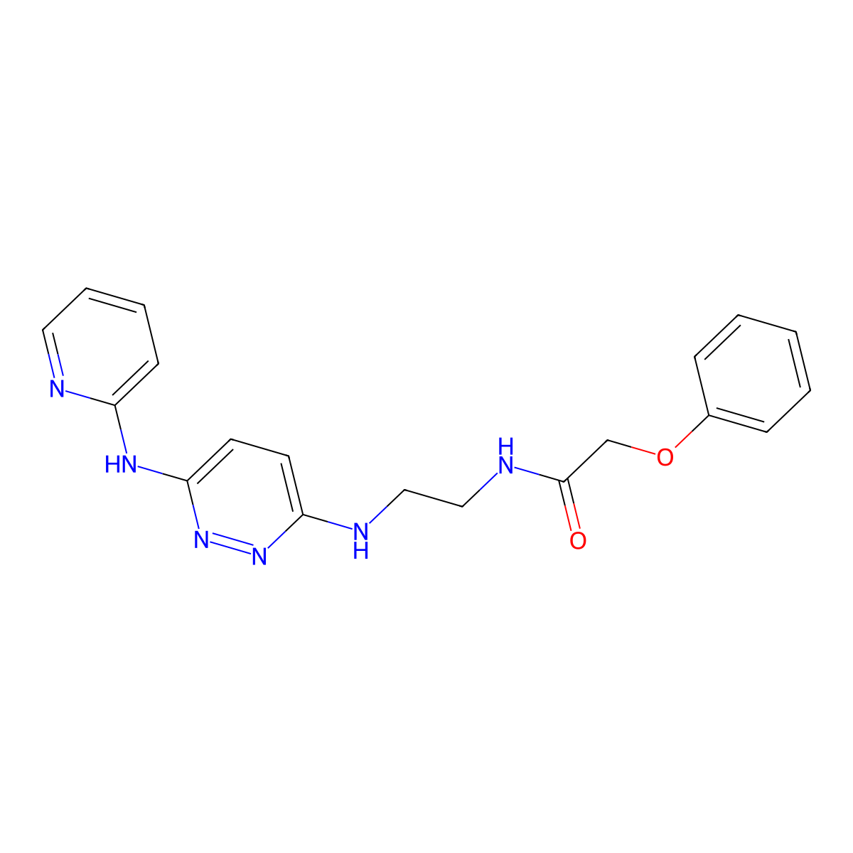 2-phenoxy-N-(2-((6-(pyridin-2-ylamino)pyridazin-3-yl)amino)ethyl)acetamide molecular structure, CAS 1021223-12-0