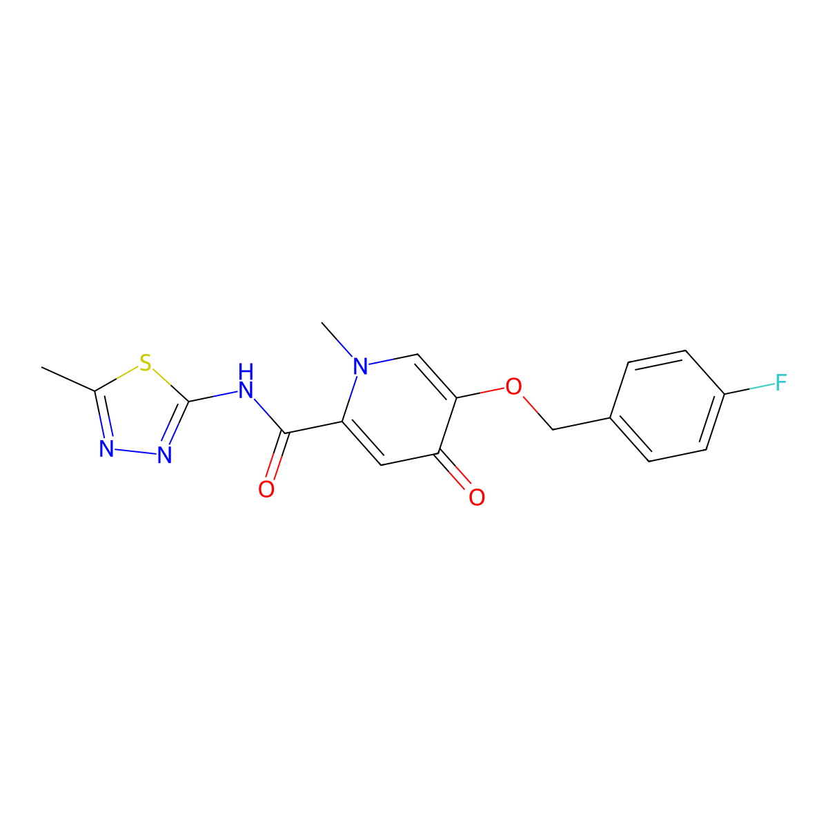 5-((4-fluorobenzyl)oxy)-1-methyl-N-(5-methyl-1,3,4-thiadiazol-2-yl)-4-oxo-1,4-dihydropyridine-2-carboxamide molecular structure, CAS 1021223-13-1