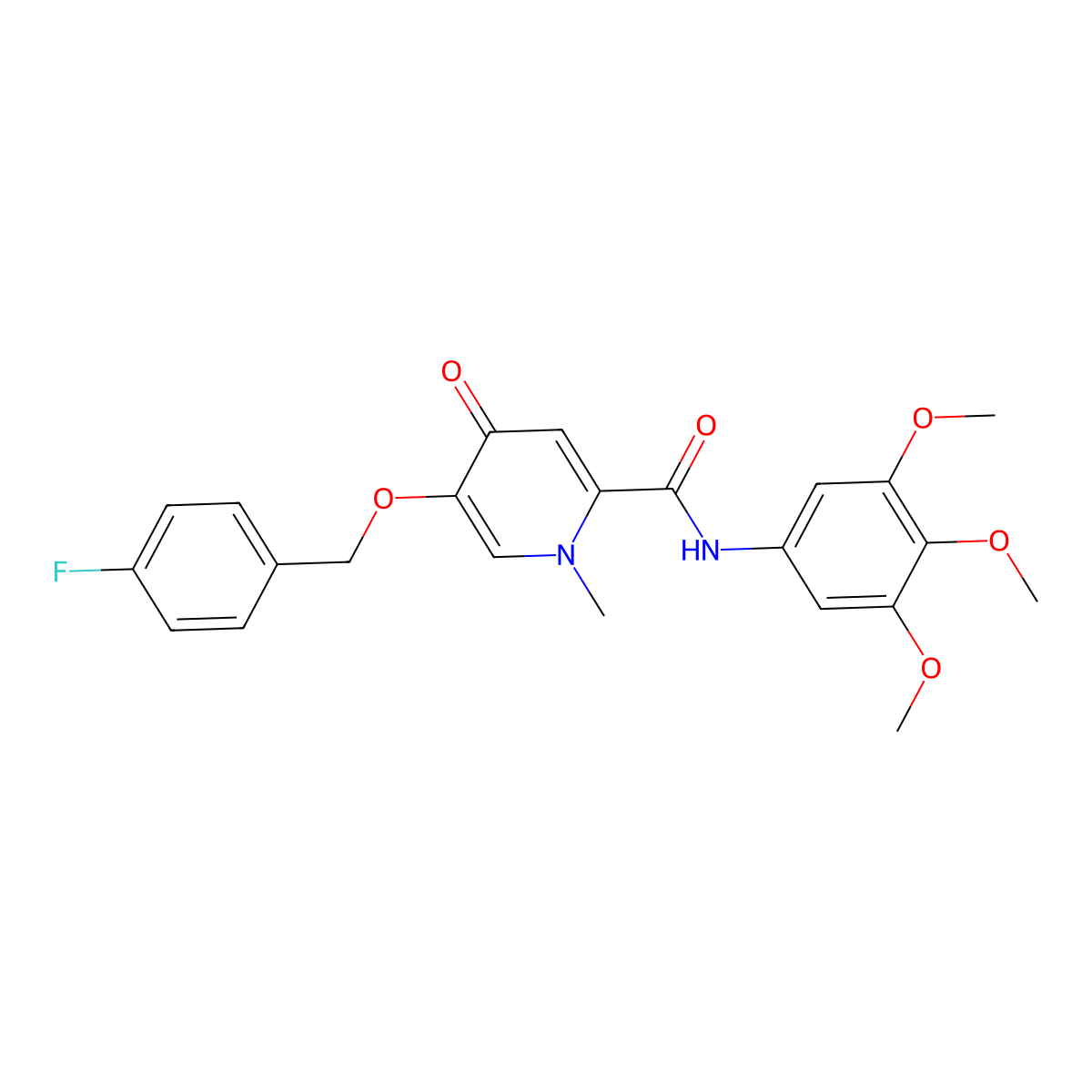 5-((4-fluorobenzyl)oxy)-1-methyl-4-oxo-N-(3,4,5-trimethoxyphenyl)-1,4-dihydropyridine-2-carboxamide molecular structure, CAS 1021223-16-4
