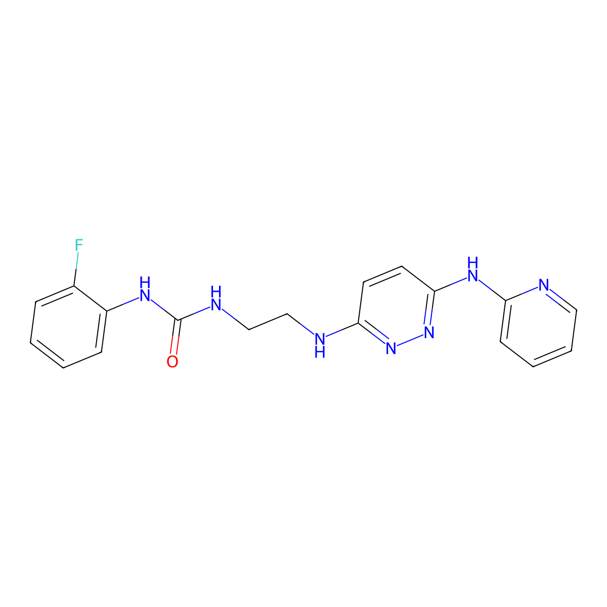 1-(2-Fluorophenyl)-3-(2-((6-(pyridin-2-ylamino)pyridazin-3-yl)amino)ethyl)urea molecular structure, CAS 1021223-20-0