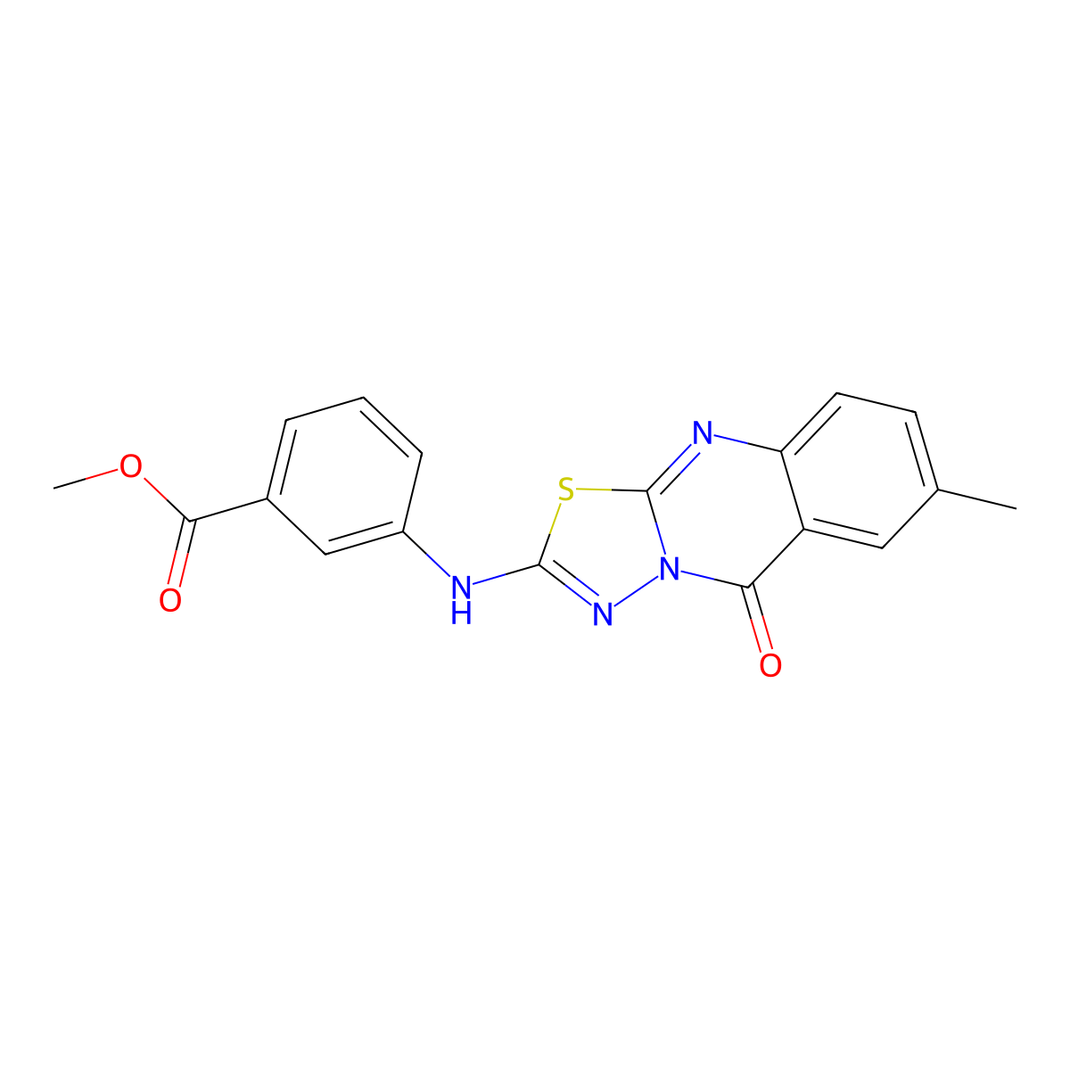 methyl 3-({7-methyl-5-oxo-5H-[1,3,4]thiadiazolo[2,3-b]quinazolin-2-yl}amino)benzoate molecular structure, CAS 1021223-25-5