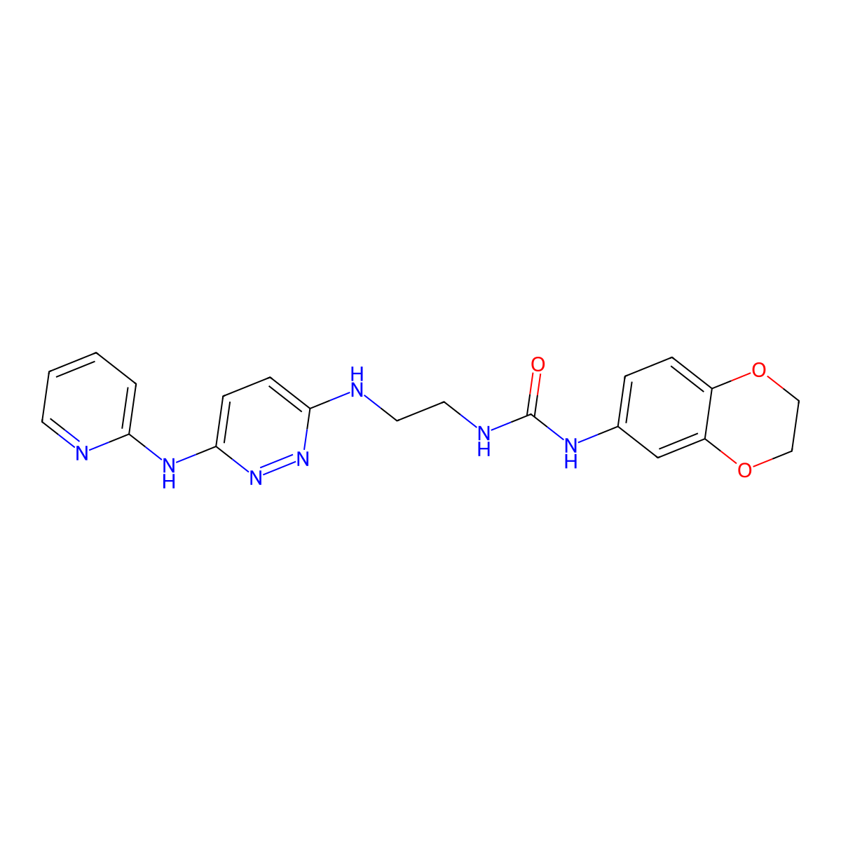 1-(2,3-Dihydrobenzo[b][1,4]dioxin-6-yl)-3-(2-((6-(pyridin-2-ylamino)pyridazin-3-yl)amino)ethyl)urea molecular structure, CAS 1021223-31-3