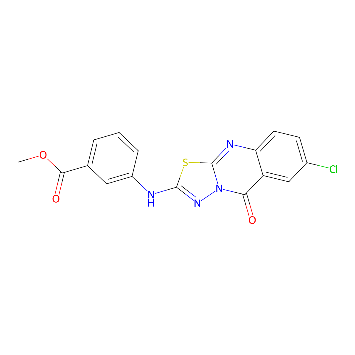 methyl 3-((7-chloro-5-oxo-5H-[1,3,4]thiadiazolo[2,3-b]quinazolin-2-yl)amino)benzoate molecular structure, CAS 1021223-33-5