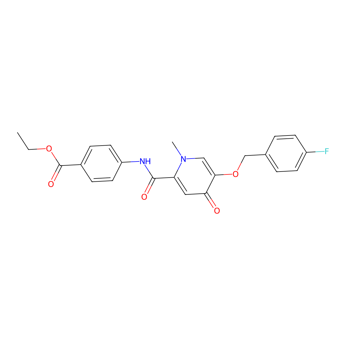 Ethyl 4-(5-((4-fluorobenzyl)oxy)-1-methyl-4-oxo-1,4-dihydropyridine-2-carboxamido)benzoate molecular structure, CAS 1021223-37-9