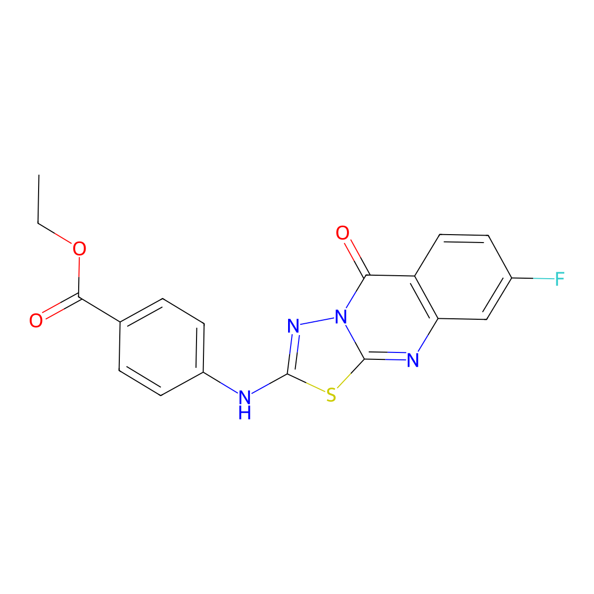 ethyl 4-({8-fluoro-5-oxo-5H-[1,3,4]thiadiazolo[2,3-b]quinazolin-2-yl}amino)benzoate molecular structure, CAS 1021223-38-0