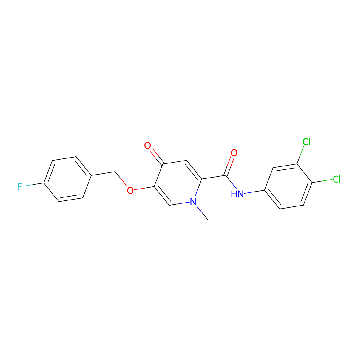 N-(3,4-dichlorophenyl)-5-((4-fluorobenzyl)oxy)-1-methyl-4-oxo-1,4-dihydropyridine-2-carboxamide molecular structure, CAS 1021223-39-1