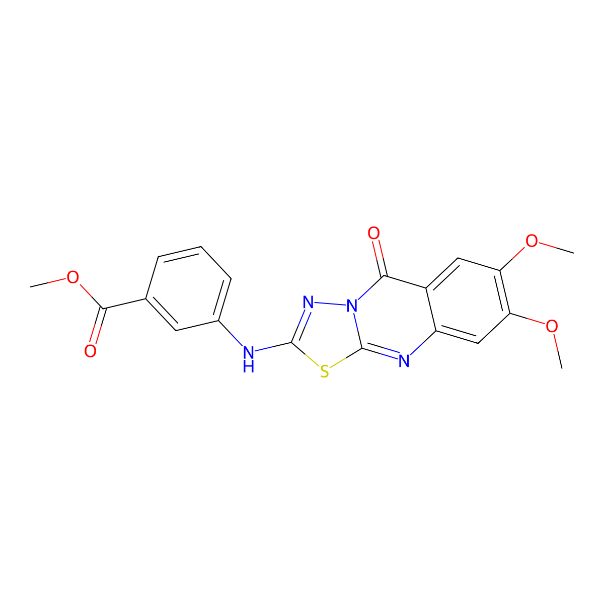methyl 3-({7,8-dimethoxy-5-oxo-5H-[1,3,4]thiadiazolo[2,3-b]quinazolin-2-yl}amino)benzoate molecular structure, CAS 1021223-50-6