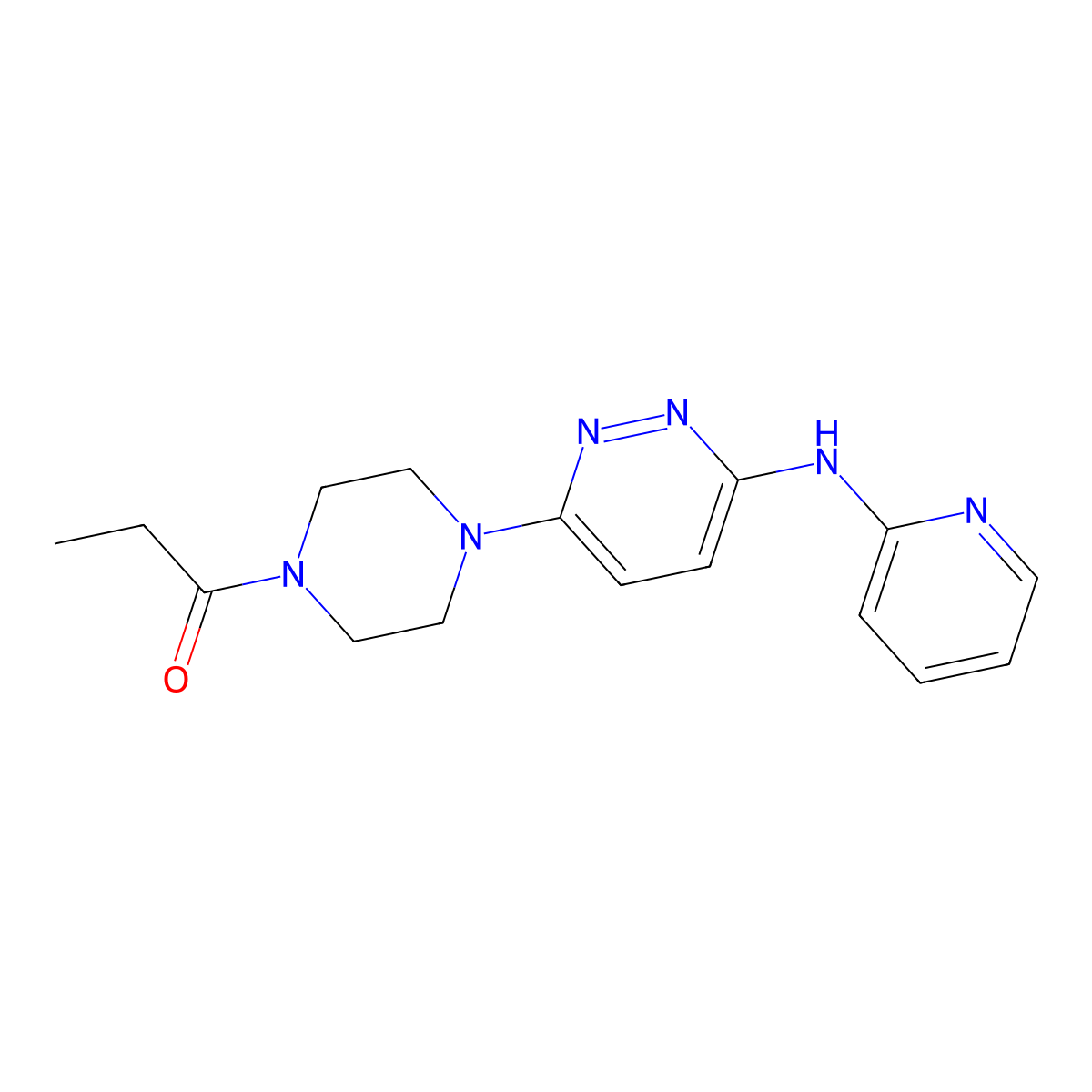 1-(4-(6-(Pyridin-2-ylamino)pyridazin-3-yl)piperazin-1-yl)propan-1-one molecular structure, CAS 1021223-55-1