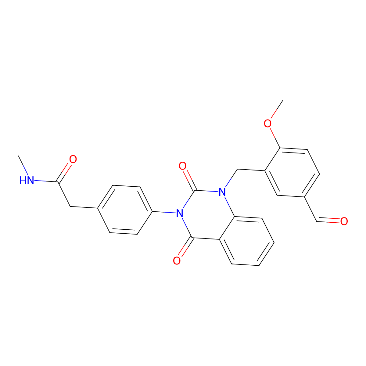 2-(4-{1-[(5-formyl-2-methoxyphenyl)methyl]-2,4-dioxo-1,2,3,4-tetrahydroquinazolin-3-yl}phenyl)-N-methylacetamide molecular structure, CAS 1021223-56-2
