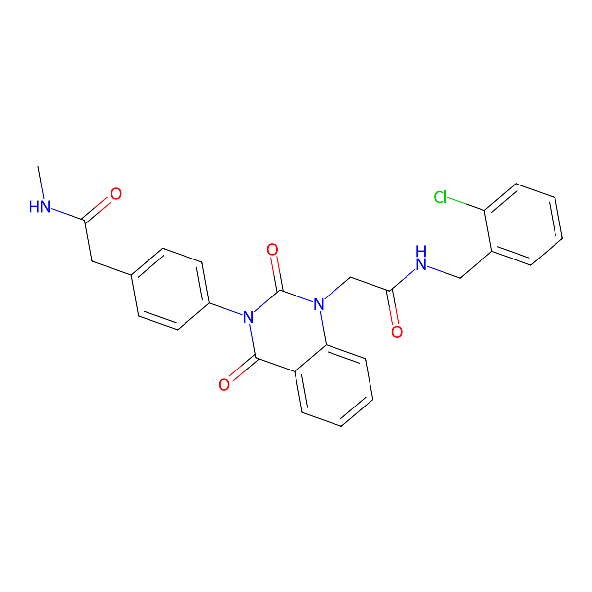 N-[(2-chlorophenyl)methyl]-2-(3-{4-[(methylcarbamoyl)methyl]phenyl}-2,4-dioxo-1,2,3,4-tetrahydroquinazolin-1-yl)acetamide molecular structure, CAS 1021223-58-4
