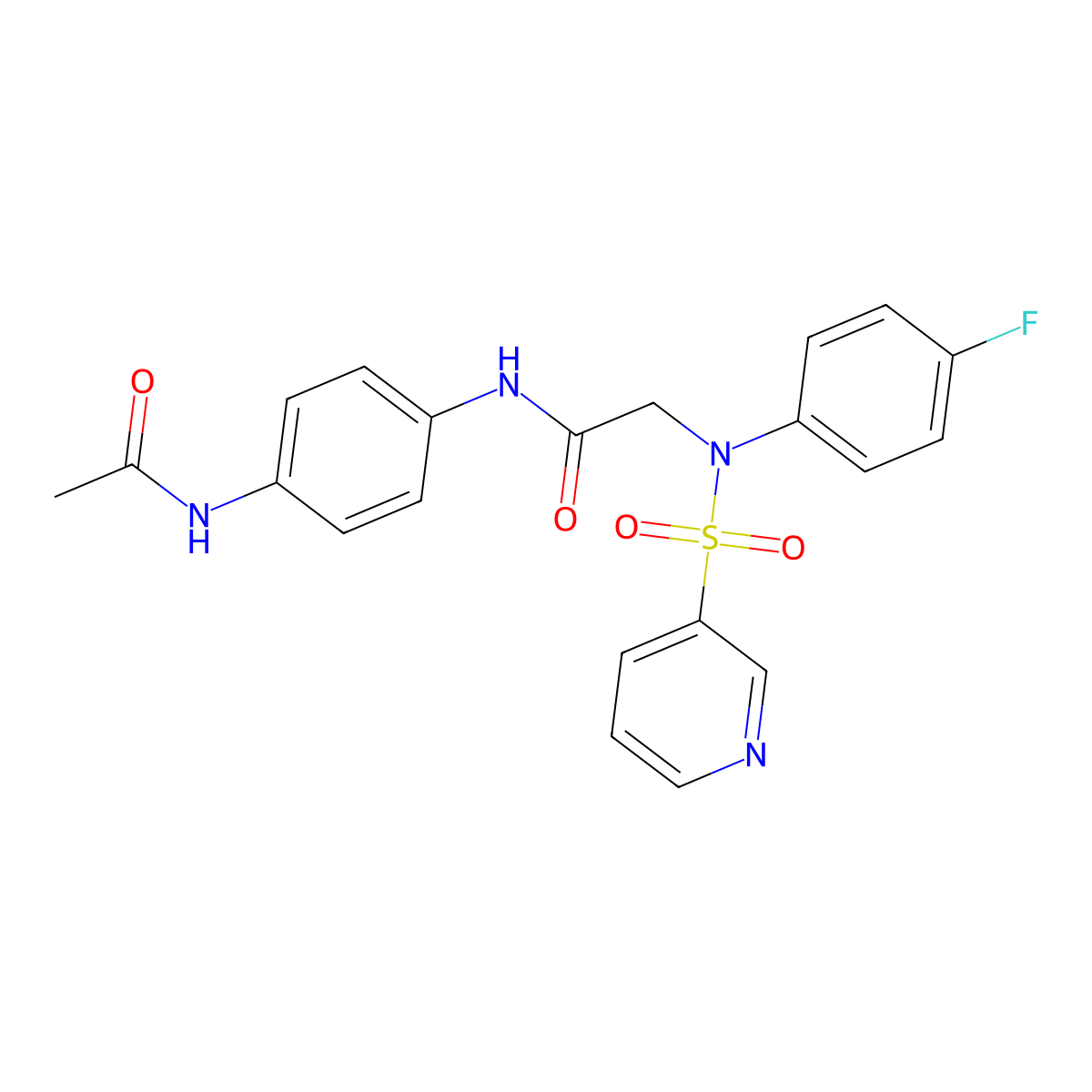 N-(4-acetamidophenyl)-2-[N-(4-fluorophenyl)pyridine-3-sulfonamido]acetamide molecular structure, CAS 1021223-59-5