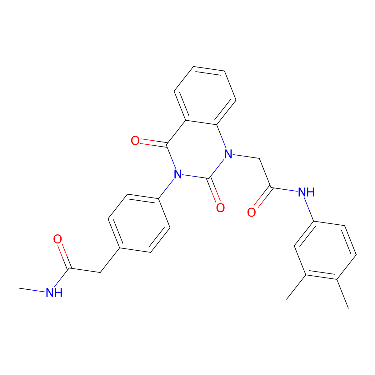 2-[4-(1-{[(3,4-dimethylphenyl)carbamoyl]methyl}-2,4-dioxo-1,2,3,4-tetrahydroquinazolin-3-yl)phenyl]-N-methylacetamide molecular structure, CAS 1021223-60-8